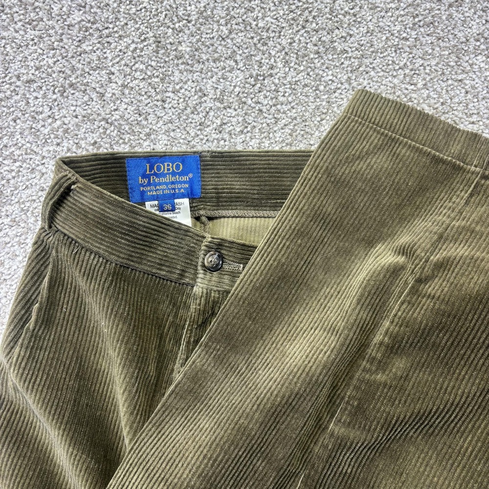 Vintage Lobo By Pendleton Corduroy Pants Mens 36x32 Green Pleated Classic USA